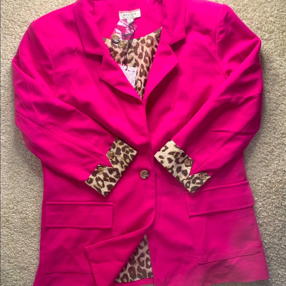 Hot Pink Leopard Blazer